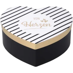 Geschenkbox Grüße 3, Herzform, gold