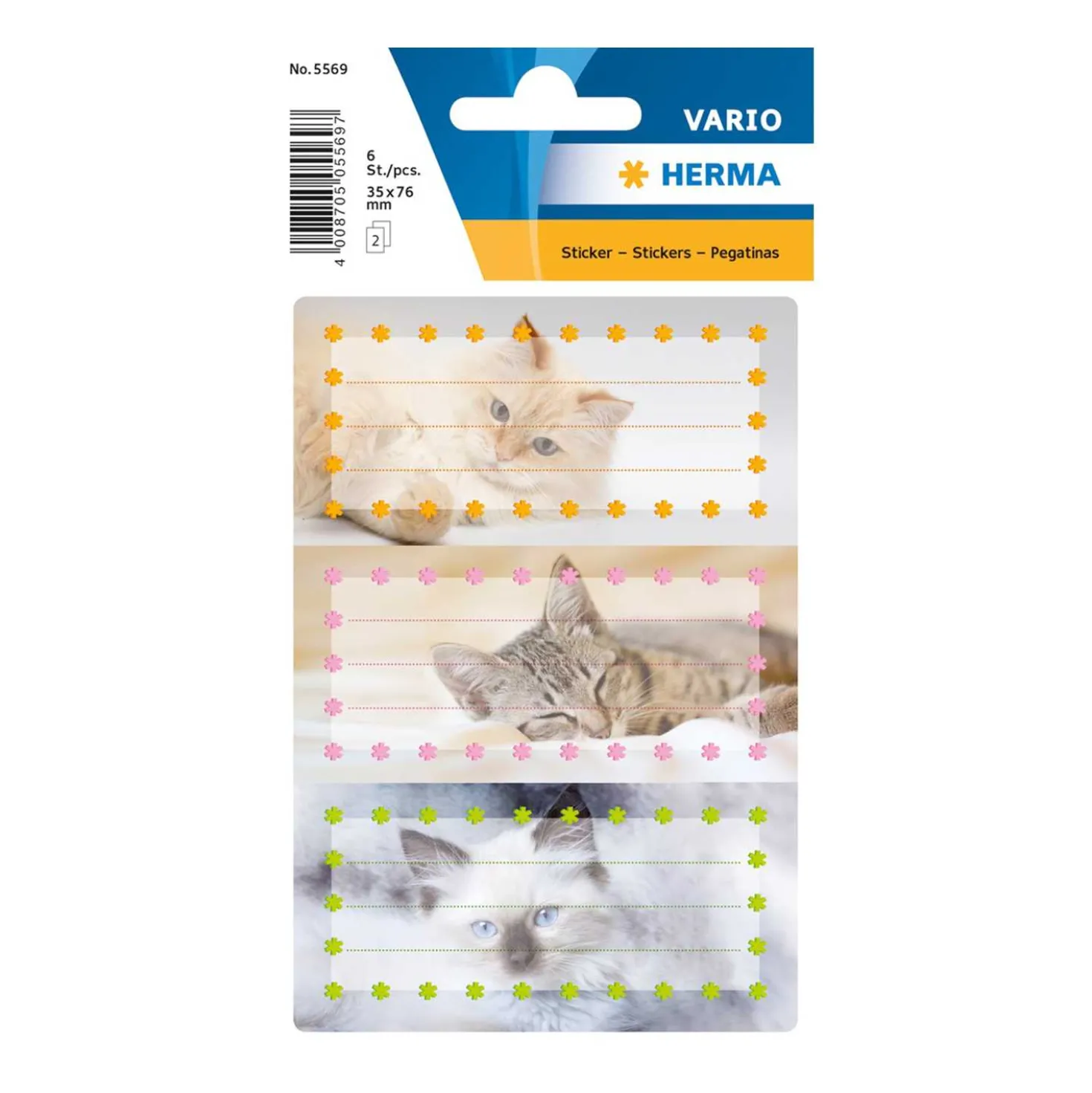 Herma Vario Buchetiketten Sticker Katzen beglimmert 6 Stück