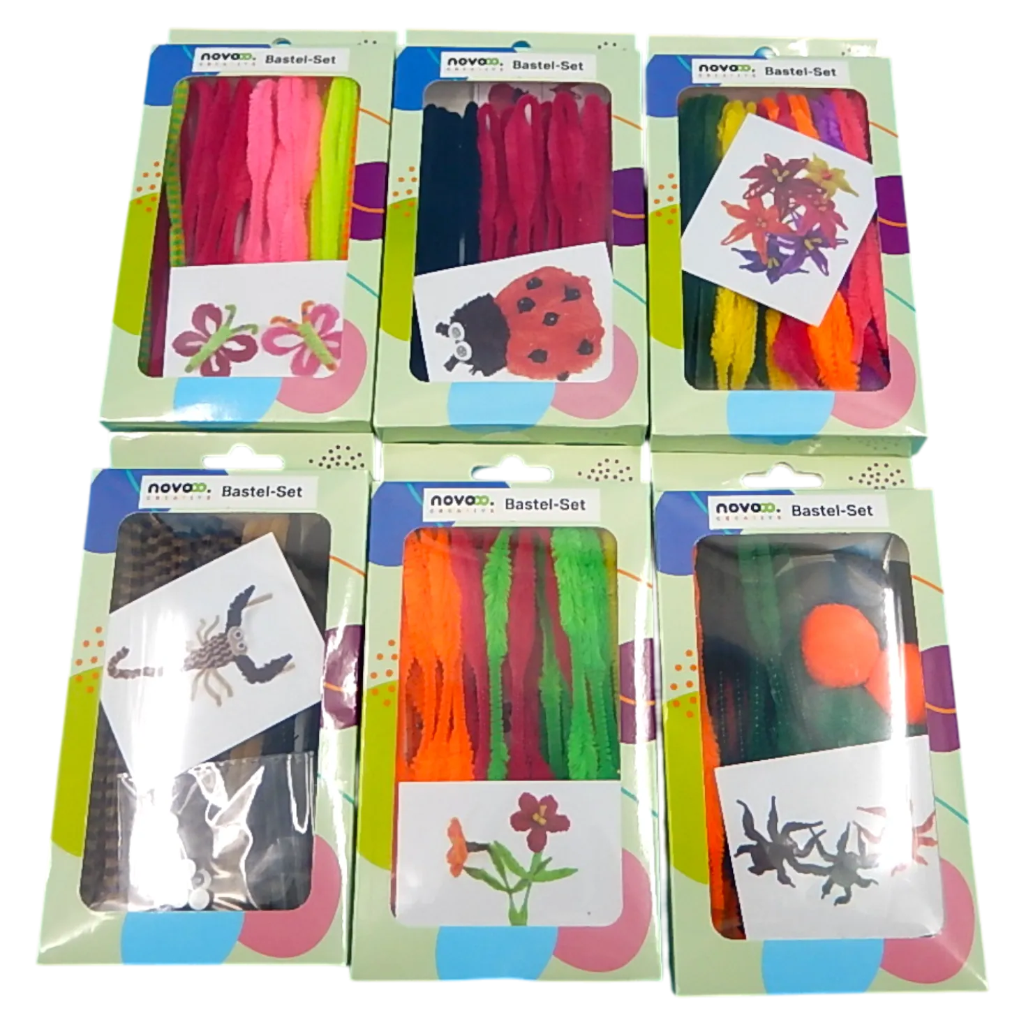 novooo Bastelset Pompons+Chenille versch Ausführungen