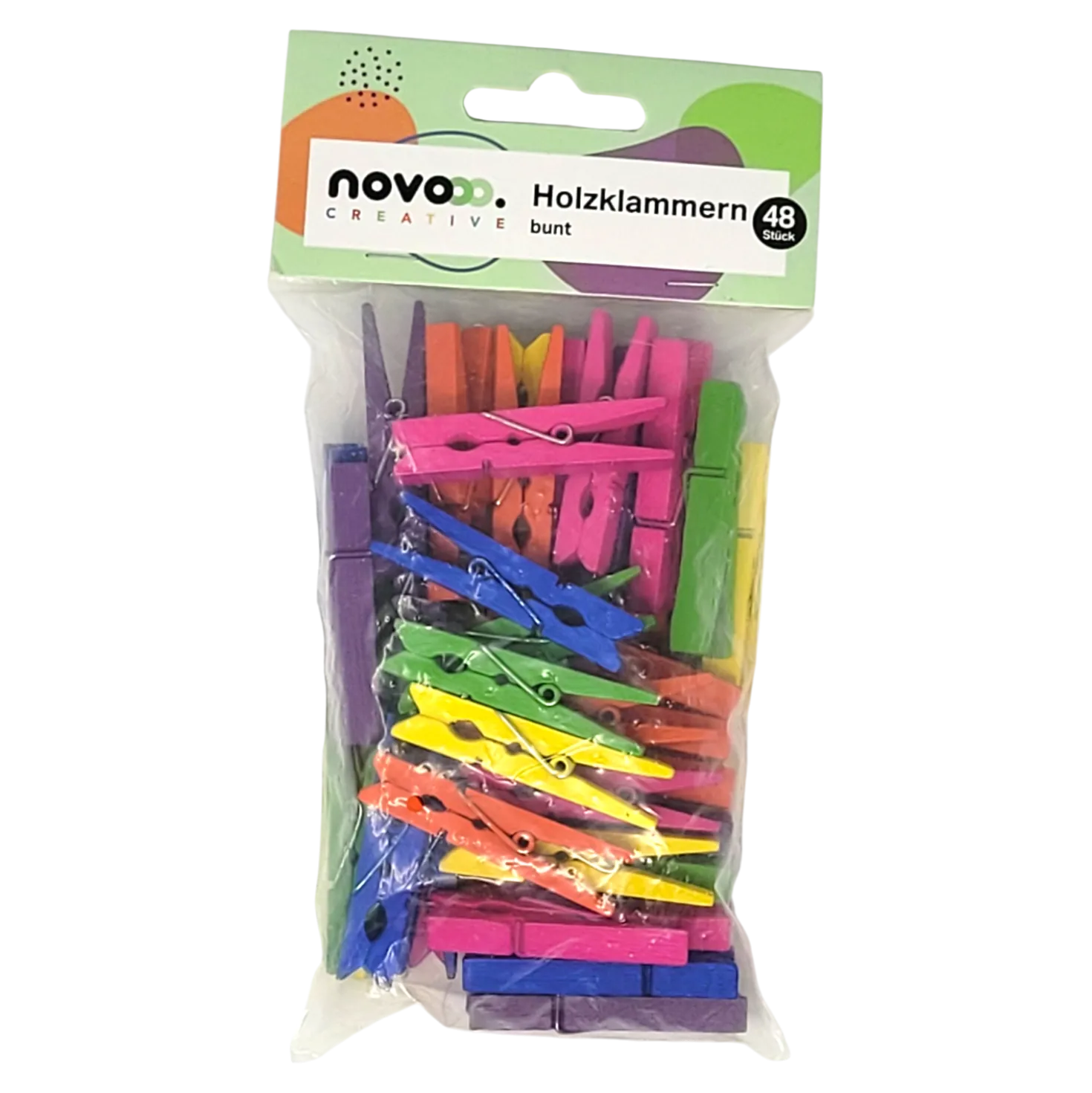 novooo Holzklammern bunt, 48 Stück