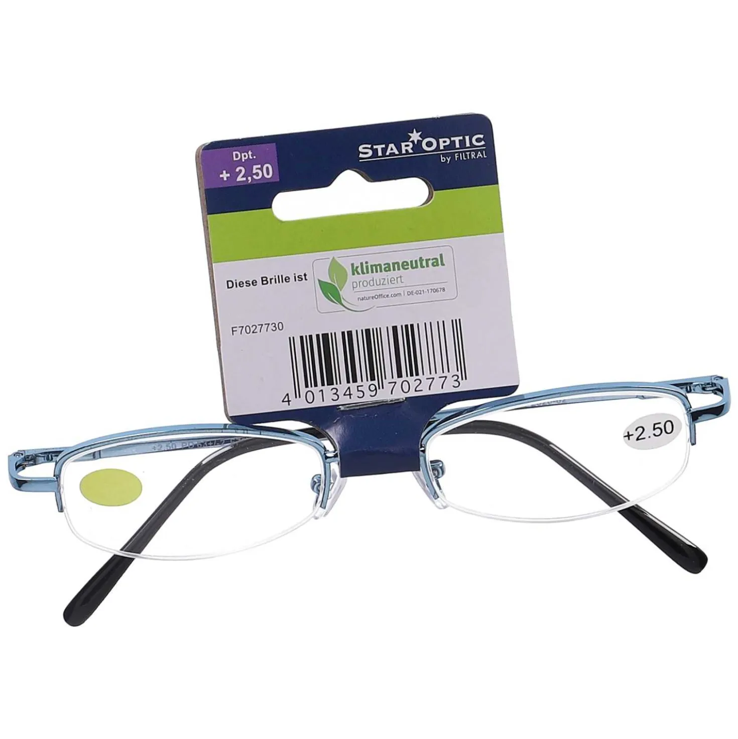 Star Optic Lesehilfe MD3 aus Metall +2,5 Dioptrien hellblau